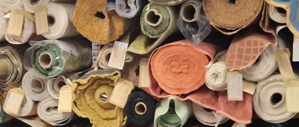 Pile of excess fabric for clearance