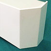 White chamfered end pelmet with pyramid shape