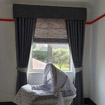 Fabric covered pelmet and matching curtains in nursery (www.lotiss.co.uk)