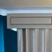 Customers pelmet in fabric with ribbon feature