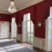 Red/Wine Fabric Covered Pelmets Designed for a Cambridge College