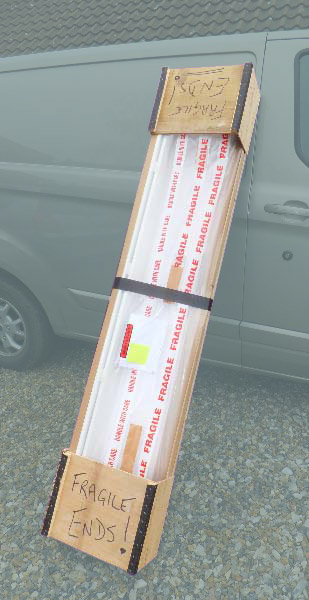 a pelmet packed up and ready to be delivered